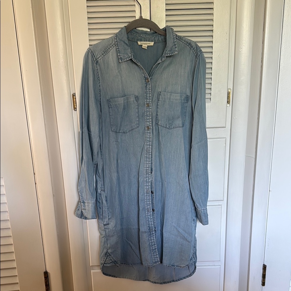 Beachlunchlounge Light Blue Chambray Denim Dress